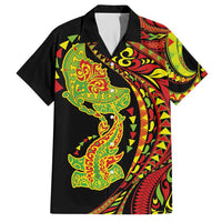 Hawaiian Manta Ray and Hammerhead Shark Tribal Tattoo Hawaiian Shirt with Polynesian Tribal Pattern Kanaka Maoli Flag Color LT03 Multicolor - Polynesian Pride