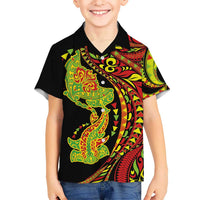 Hawaiian Manta Ray and Hammerhead Shark Tribal Tattoo Hawaiian Shirt with Polynesian Tribal Pattern Kanaka Maoli Flag Color LT03 - Polynesian Pride