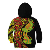 Hawaiian Manta Ray and Hammerhead Shark Tribal Tattoo Kid Hoodie with Polynesian Tribal Pattern Kanaka Maoli Flag Color LT03 - Polynesian Pride