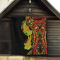 Hawaiian Manta Ray and Hammerhead Shark Tribal Tattoo Quilt with Polynesian Tribal Pattern Kanaka Maoli Flag Color LT03 - Polynesian Pride