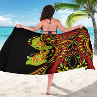 Hawaiian Manta Ray and Hammerhead Shark Tribal Tattoo Sarong with Polynesian Tribal Pattern Kanaka Maoli Flag Color LT03 - Polynesian Pride