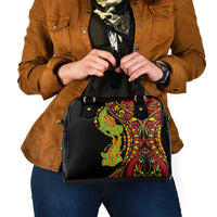 Hawaiian Manta Ray and Hammerhead Shark Tribal Tattoo Shoulder Handbag with Polynesian Tribal Pattern Kanaka Maoli Flag Color LT03 - Polynesian Pride