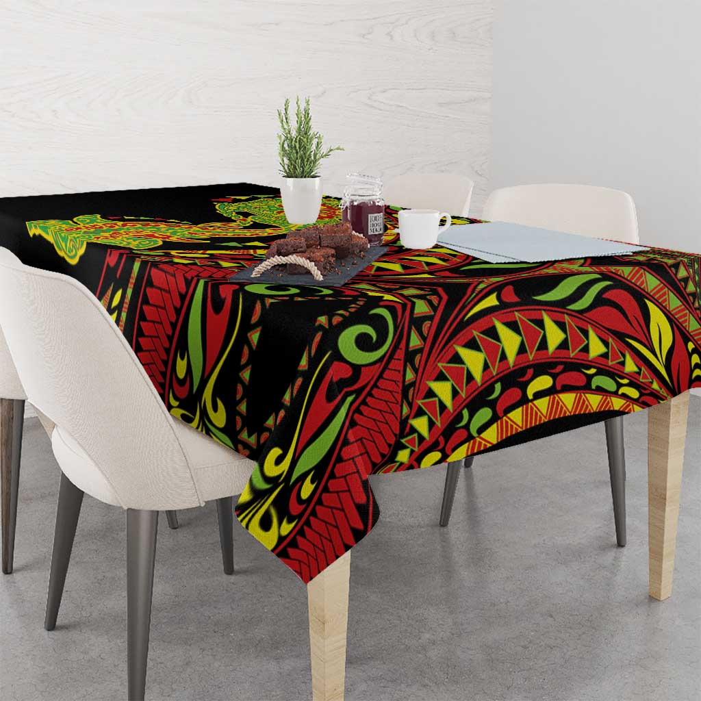 Hawaiian Manta Ray and Hammerhead Shark Tribal Tattoo Tablecloth with Polynesian Tribal Pattern Kanaka Maoli Flag Color LT03 - Polynesian Pride