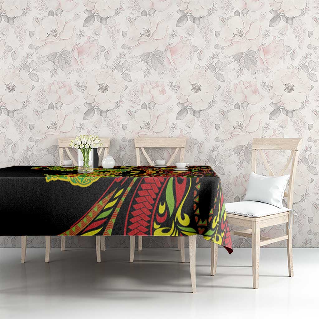 Hawaiian Manta Ray and Hammerhead Shark Tribal Tattoo Tablecloth with Polynesian Tribal Pattern Kanaka Maoli Flag Color LT03 - Polynesian Pride