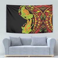 Hawaiian Manta Ray and Hammerhead Shark Tribal Tattoo Tapestry with Polynesian Tribal Pattern Kanaka Maoli Flag Color LT03 - Polynesian Pride
