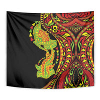Hawaiian Manta Ray and Hammerhead Shark Tribal Tattoo Tapestry with Polynesian Tribal Pattern Kanaka Maoli Flag Color LT03 - Polynesian Pride