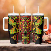 Hawaiian Manta Ray and Hammerhead Shark Tribal Tattoo Tumbler With Handle with Polynesian Tribal Pattern Kanaka Maoli Flag Color LT03 - Polynesian Pride