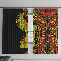 Hawaiian Manta Ray and Hammerhead Shark Tribal Tattoo Window Curtain with Polynesian Tribal Pattern Kanaka Maoli Flag Color LT03 With Hooks Multicolor - Polynesian Pride