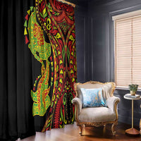 Hawaiian Manta Ray and Hammerhead Shark Tribal Tattoo Window Curtain with Polynesian Tribal Pattern Kanaka Maoli Flag Color LT03 - Polynesian Pride
