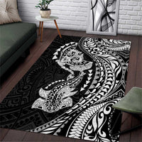 Hawaiian Manta Ray and Hammerhead Shark Tribal Tattoo Area Rug with Polynesian Tribal Pattern Black-White Color LT03 Multicolor - Polynesian Pride