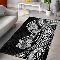 Hawaiian Manta Ray and Hammerhead Shark Tribal Tattoo Area Rug with Polynesian Tribal Pattern Black-White Color LT03 - Polynesian Pride