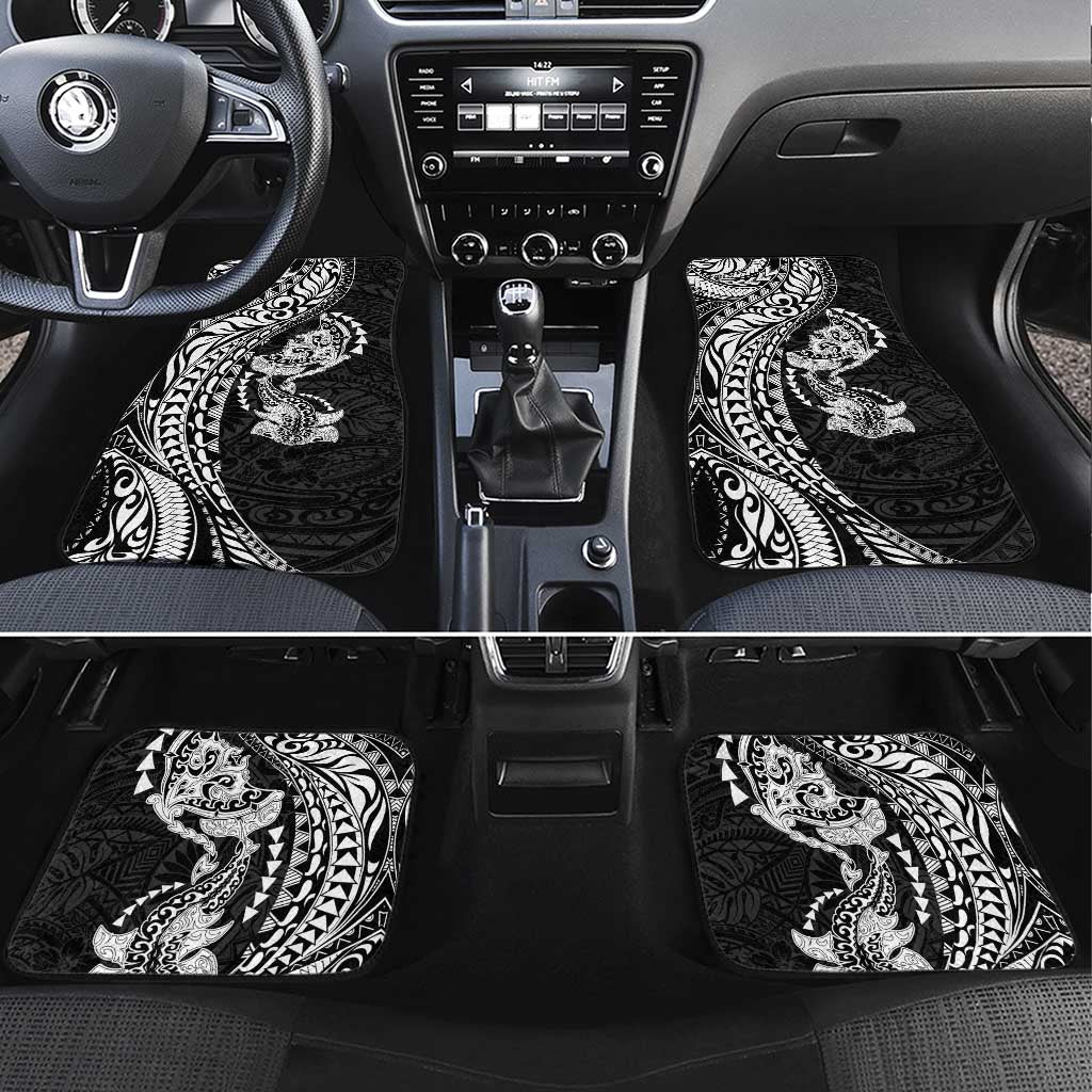Hawaiian Manta Ray and Hammerhead Shark Tribal Tattoo Car Mats with Polynesian Tribal Pattern Black-White Color LT03 Set 4pcs Multicolor - Polynesian Pride