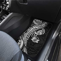 Hawaiian Manta Ray and Hammerhead Shark Tribal Tattoo Car Mats with Polynesian Tribal Pattern Black-White Color LT03 - Polynesian Pride