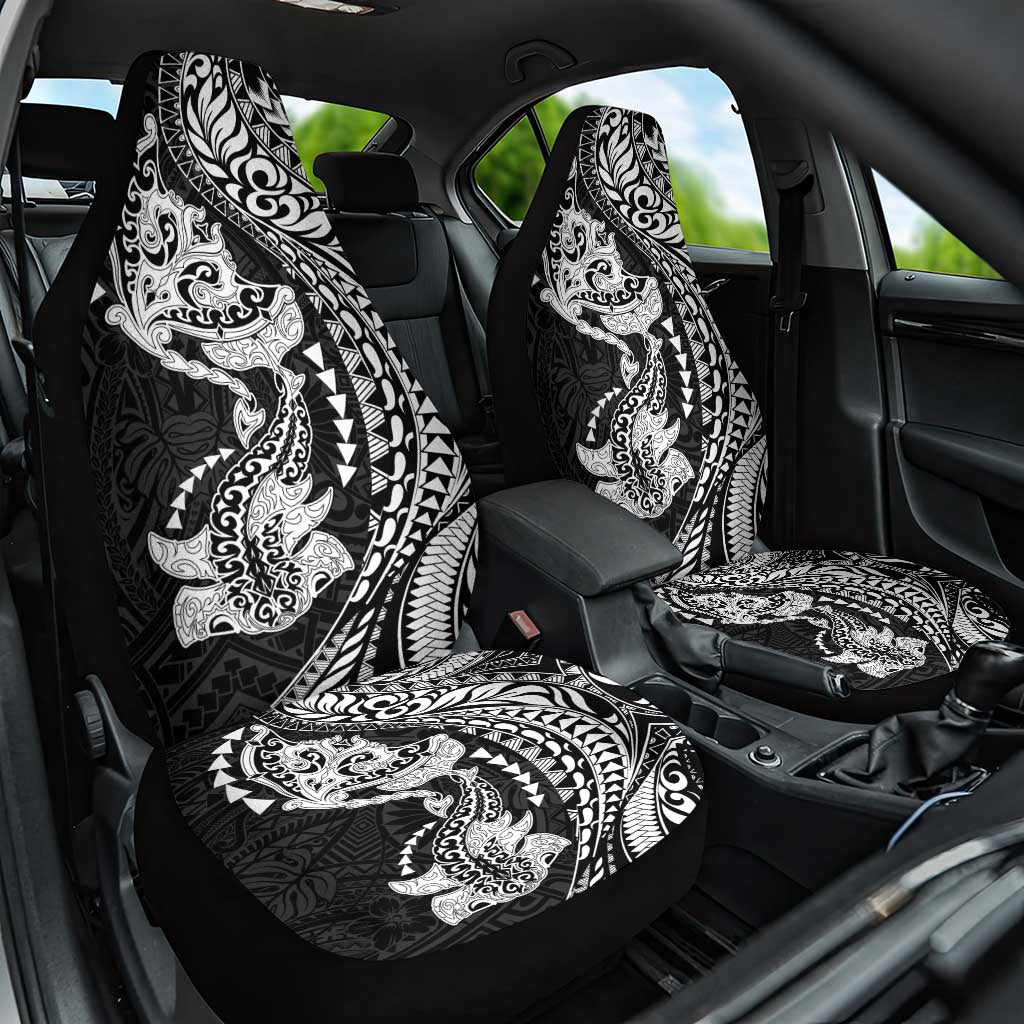 Hawaiian Manta Ray and Hammerhead Shark Tribal Tattoo Car Seat Cover with Polynesian Tribal Pattern Black-White Color LT03 One Size Multicolor - Polynesian Pride