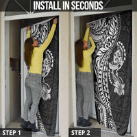 Hawaiian Manta Ray and Hammerhead Shark Tribal Tattoo Door Cover with Polynesian Tribal Pattern Black-White Color LT03 - Polynesian Pride
