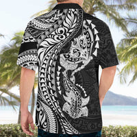 Hawaiian Manta Ray and Hammerhead Shark Tribal Tattoo Hawaiian Shirt with Polynesian Tribal Pattern Black-White Color LT03 - Polynesian Pride