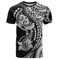 Hawaiian Manta Ray and Hammerhead Shark Tribal Tattoo T Shirt with Polynesian Tribal Pattern Black-White Color LT03 Multicolor - Polynesian Pride