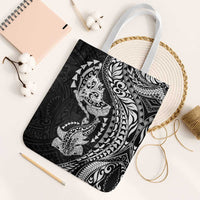 Hawaiian Manta Ray and Hammerhead Shark Tribal Tattoo Tote Bag with Polynesian Tribal Pattern Black-White Color LT03 White Strap One Size Multicolor - Polynesian Pride