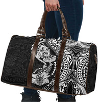 Hawaiian Manta Ray and Hammerhead Shark Tribal Tattoo Travel Bag with Polynesian Tribal Pattern Black-White Color LT03 - Polynesian Pride