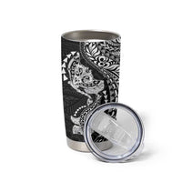 Hawaiian Manta Ray and Hammerhead Shark Tribal Tattoo Tumbler Cup with Polynesian Tribal Pattern Black-White Color LT03 - Polynesian Pride