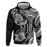 Hawaiian Manta Ray and Hammerhead Shark Tribal Tattoo Zip Hoodie with Polynesian Tribal Pattern Black-White Color LT03 Pullover Hoodie Multicolor - Polynesian Pride