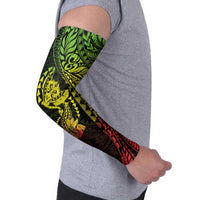 Hawaiian Manta Ray and Hammerhead Shark Tribal Tattoo Arm Sleeves with Polynesian Tribal Pattern Reggae Style