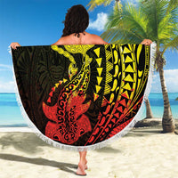 Hawaiian Manta Ray and Hammerhead Shark Tribal Tattoo Beach Blanket with Polynesian Tribal Pattern Reggae Style LT03 - Polynesian Pride