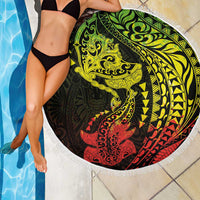 Hawaiian Manta Ray and Hammerhead Shark Tribal Tattoo Beach Blanket with Polynesian Tribal Pattern Reggae Style LT03 - Polynesian Pride