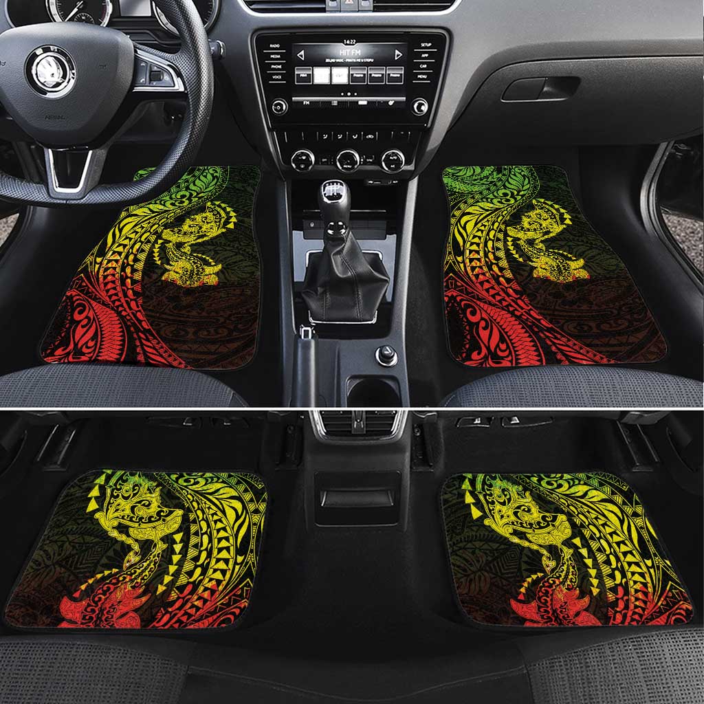 Hawaiian Manta Ray and Hammerhead Shark Tribal Tattoo Car Mats with Polynesian Tribal Pattern Reggae Style