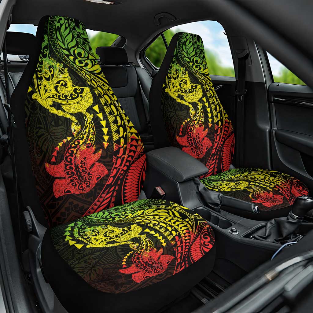 Hawaiian Manta Ray and Hammerhead Shark Tribal Tattoo Car Seat Cover with Polynesian Tribal Pattern Reggae Style LT03 One Size Multicolor - Polynesian Pride