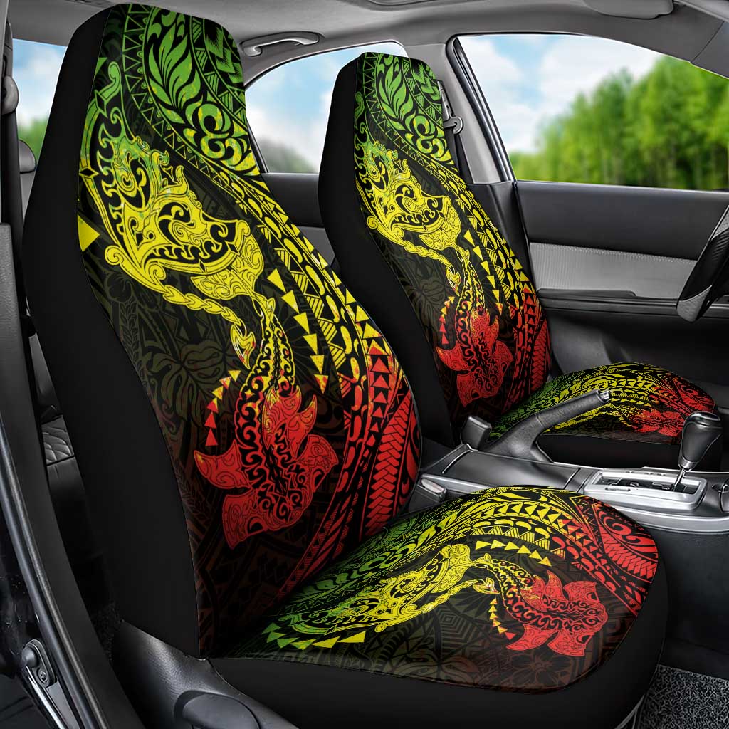 Hawaiian Manta Ray and Hammerhead Shark Tribal Tattoo Car Seat Cover with Polynesian Tribal Pattern Reggae Style LT03 - Polynesian Pride