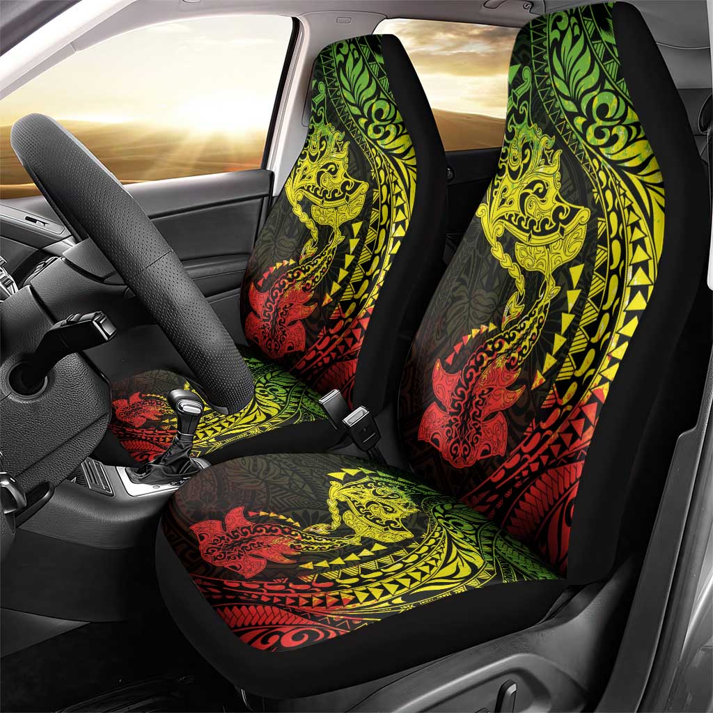 Hawaiian Manta Ray and Hammerhead Shark Tribal Tattoo Car Seat Cover with Polynesian Tribal Pattern Reggae Style LT03 - Polynesian Pride