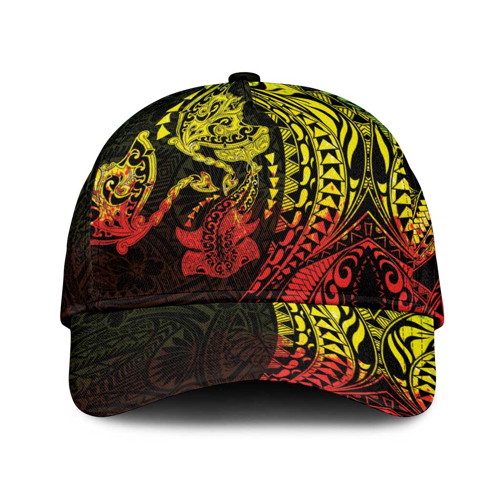 Hawaiian Manta Ray and Hammerhead Shark Tribal Tattoo Classic Cap with Polynesian Tribal Pattern Reggae Style LT03 Universal Fit Multicolor - Polynesian Pride