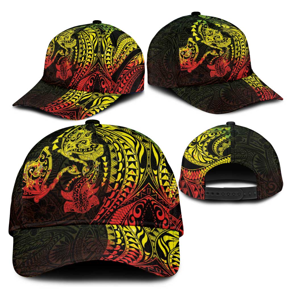 Hawaiian Manta Ray and Hammerhead Shark Tribal Tattoo Classic Cap with Polynesian Tribal Pattern Reggae Style LT03 - Polynesian Pride