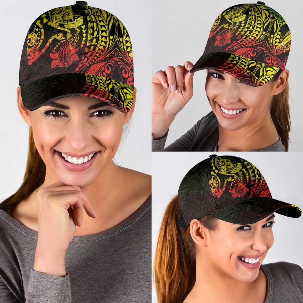 Hawaiian Manta Ray and Hammerhead Shark Tribal Tattoo Classic Cap with Polynesian Tribal Pattern Reggae Style LT03 - Polynesian Pride