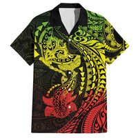 Hawaiian Manta Ray and Hammerhead Shark Tribal Tattoo Hawaiian Shirt with Polynesian Tribal Pattern Reggae Style LT03 Multicolor - Polynesian Pride