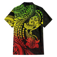 Hawaiian Manta Ray and Hammerhead Shark Tribal Tattoo Hawaiian Shirt with Polynesian Tribal Pattern Reggae Style LT03 - Polynesian Pride
