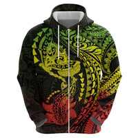 Hawaiian Manta Ray and Hammerhead Shark Tribal Tattoo Hoodie with Polynesian Tribal Pattern Reggae Style LT03 - Polynesian Pride
