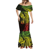 Hawaiian Manta Ray and Hammerhead Shark Tribal Tattoo Mermaid Dress with Polynesian Tribal Pattern Reggae Style LT03 - Polynesian Pride
