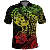 Hawaiian Manta Ray and Hammerhead Shark Tribal Tattoo Polo Shirt with Polynesian Tribal Pattern Reggae Style LT03 Multicolor - Polynesian Pride