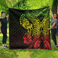 Hawaiian Manta Ray and Hammerhead Shark Tribal Tattoo Quilt with Polynesian Tribal Pattern Reggae Style