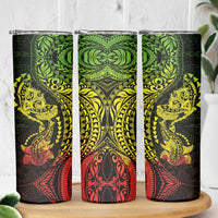 Hawaiian Manta Ray and Hammerhead Shark Tribal Tattoo Skinny Tumbler with Polynesian Tribal Pattern Reggae Style LT03 - Polynesian Pride