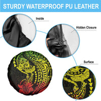 Hawaiian Manta Ray and Hammerhead Shark Tribal Tattoo Spare Tire Cover with Polynesian Tribal Pattern Reggae Style LT03 - Polynesian Pride