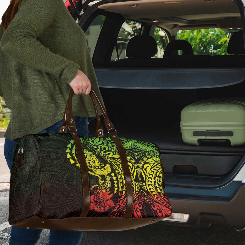 Hawaiian Manta Ray and Hammerhead Shark Tribal Tattoo Travel Bag with Polynesian Tribal Pattern Reggae Style LT03 - Polynesian Pride