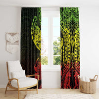 Hawaiian Manta Ray and Hammerhead Shark Tribal Tattoo Window Curtain with Polynesian Tribal Pattern Reggae Style
