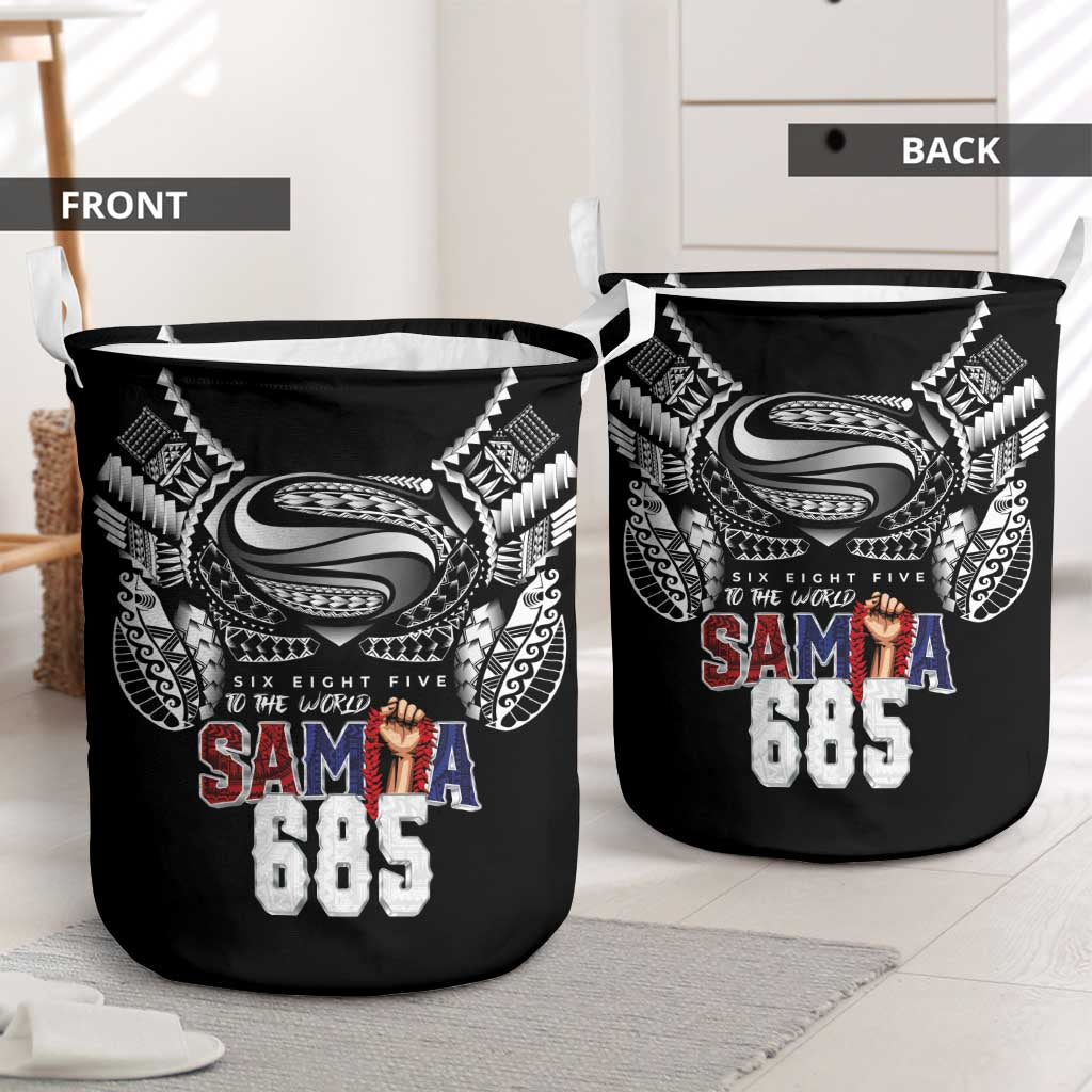 Super Samoa-Six Eight Five to The World Laundry Basket Traditional Samoan Tattoo Black Color