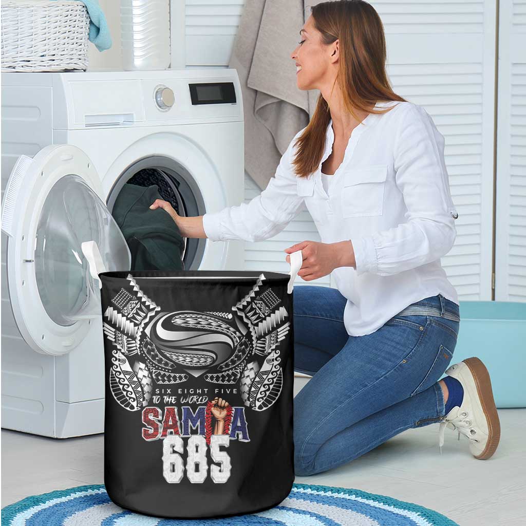 Super Samoa-Six Eight Five to The World Laundry Basket Traditional Samoan Tattoo Black Color