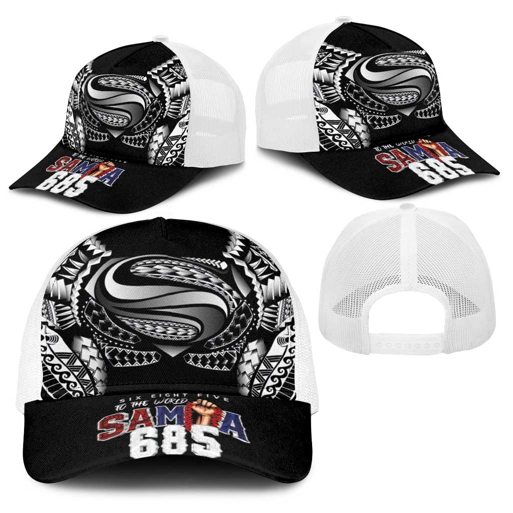 Super Samoa-Six Eight Five to The World Baseball Net Cap Traditional Samoan Tattoo Black Color