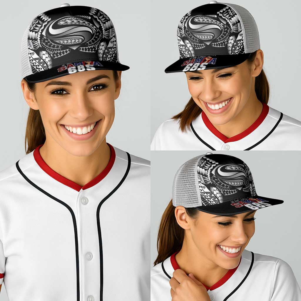 Super Samoa-Six Eight Five to The World Baseball Net Cap Traditional Samoan Tattoo Black Color