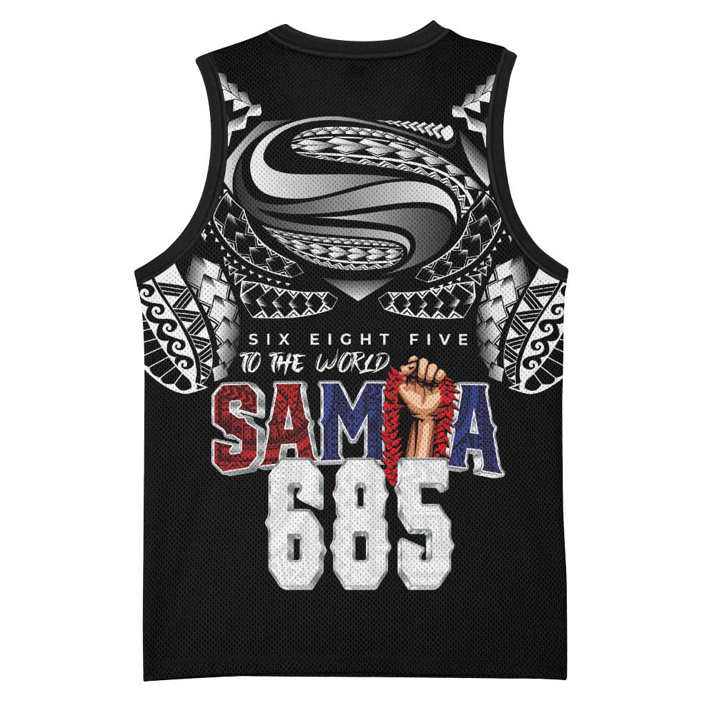 Super Samoa-Six Eight Five to The World Basketball Jersey Traditional Samoan Tattoo Black Color